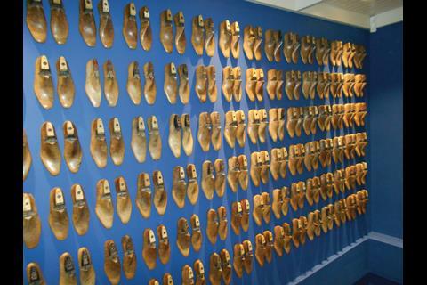 Once inside, the real storytelling begins. On the right-hand side there is a wall panel of wooden lasts of the kind that used to be cleared out and burnt, according to a member of staff.